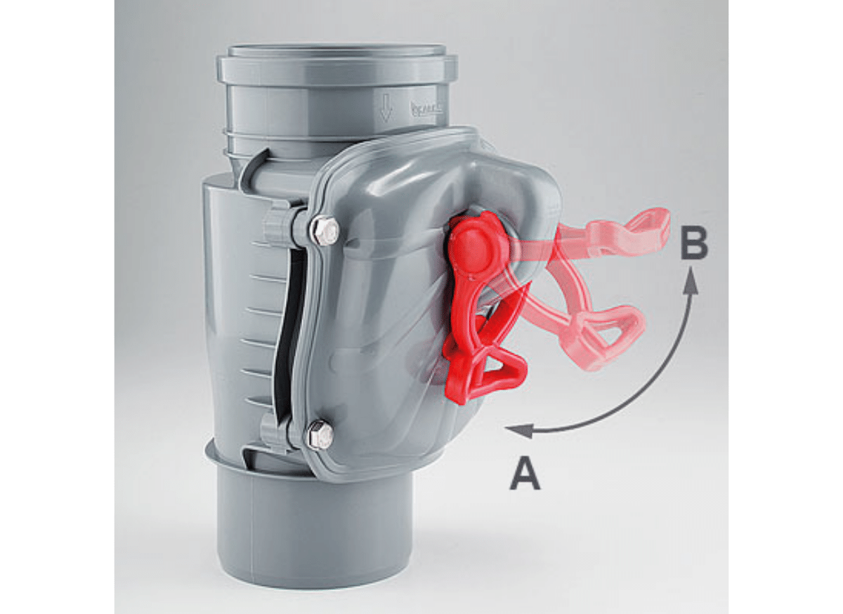 Rückstauverschluss senkrecht mit Handabsperrung